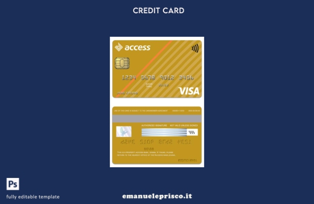 modello di carta oro visto Ghana Access Bank in stile verificato